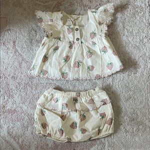 Jessica Simpson White & Pink Strawberry Cotton Top and Bloomers